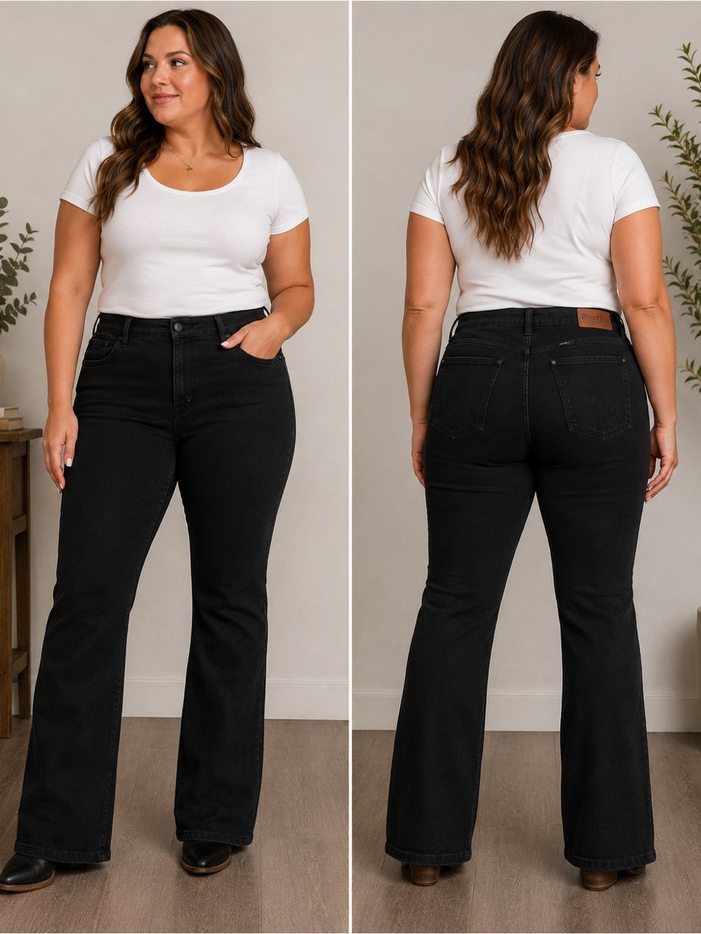 Wrangler High-Rise Black Flare Jeans - Wide Leg